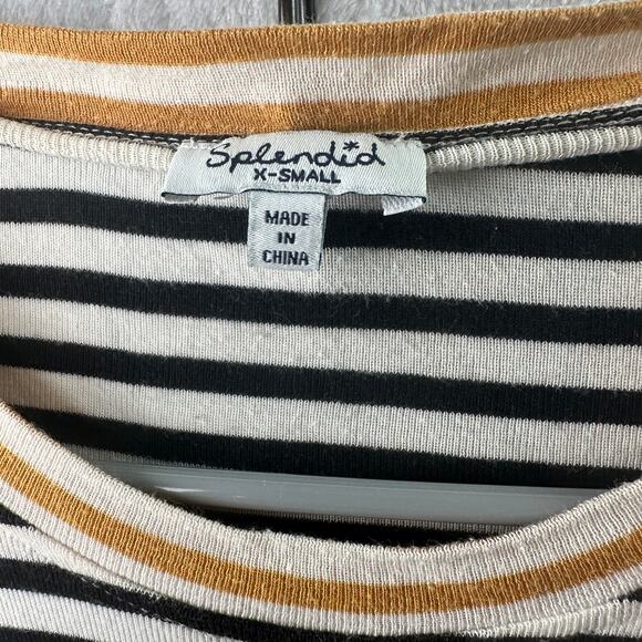 Splendid Wyatt Striped Colorblock Long-Sleeve Top – Black & White – Size XS - Picture 3 of 7